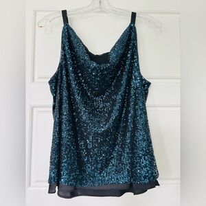 Sequin Sleeveless Top - teal